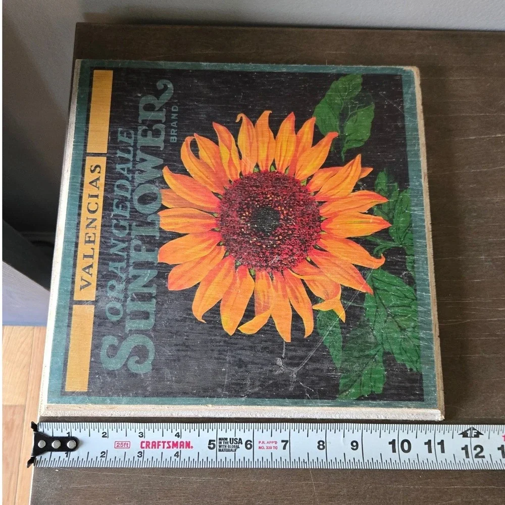 Vintage Retro Orangedale Sunflower Valencias Wood Crate Label Wall Art‎ Plaque